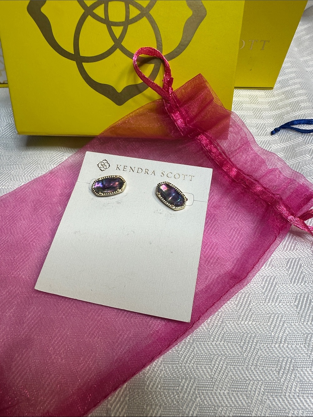 Kendra Scott earrings gold watercolor illusion Ellie studs New!